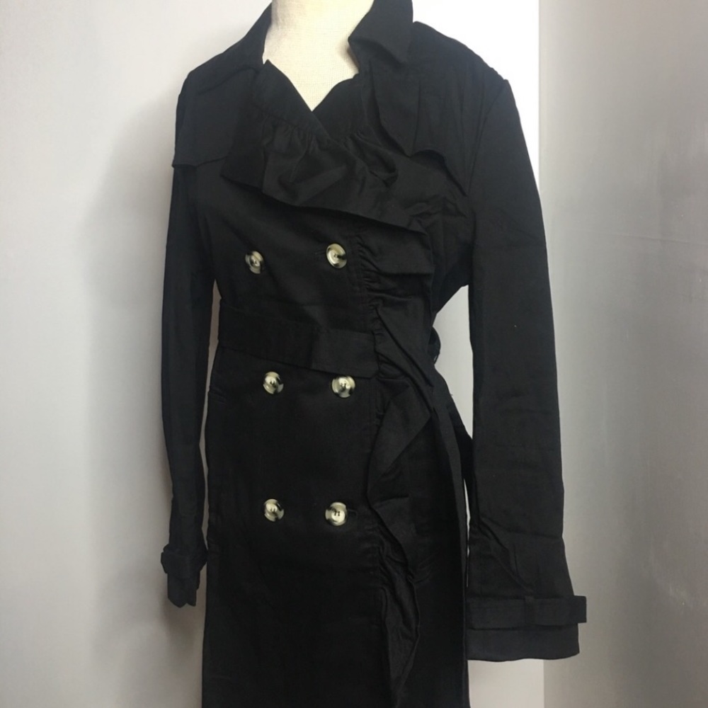 Ruffled belted trenchcoat NWAT